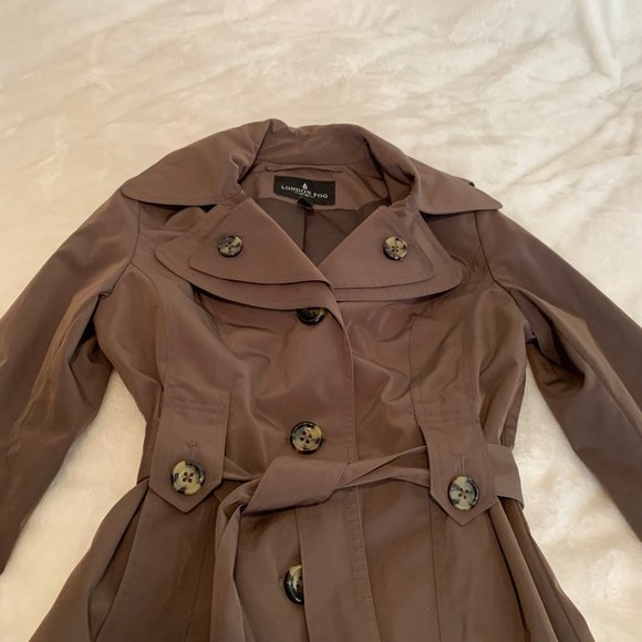 London Fog Brown Trench Coat with Detachable Hood Size S - Picture 2 of 16